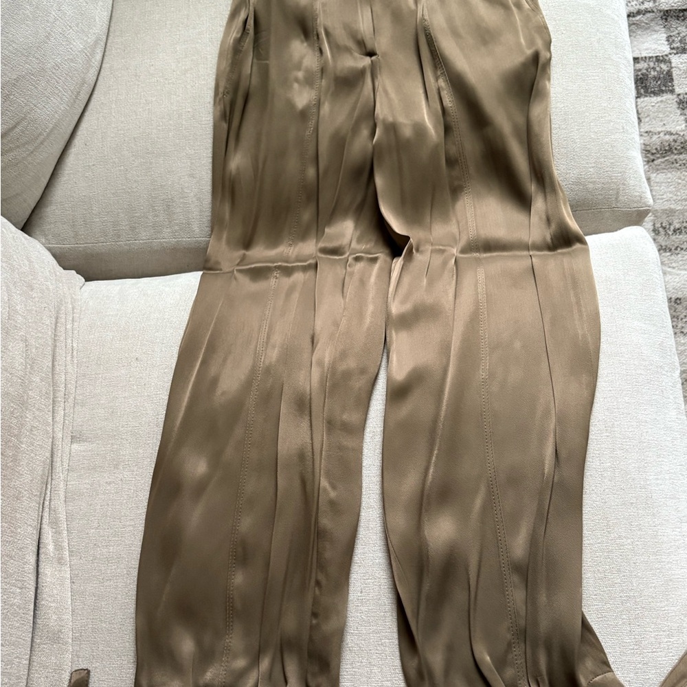 Zara Taupe Satin Trousers